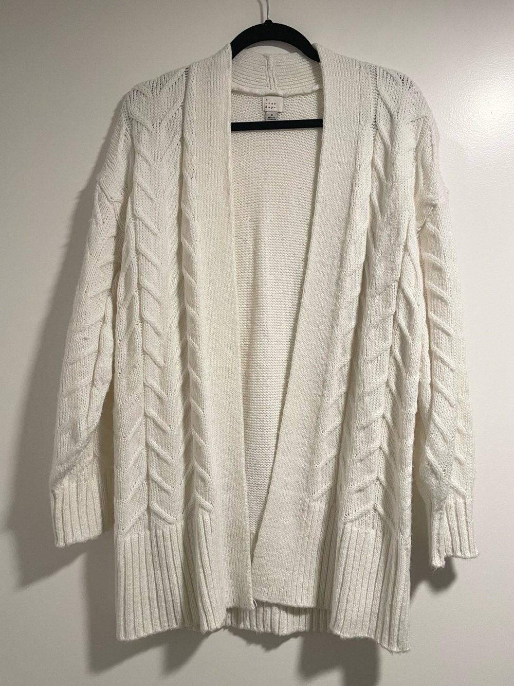 White Cable Knit Cardigan Sweater